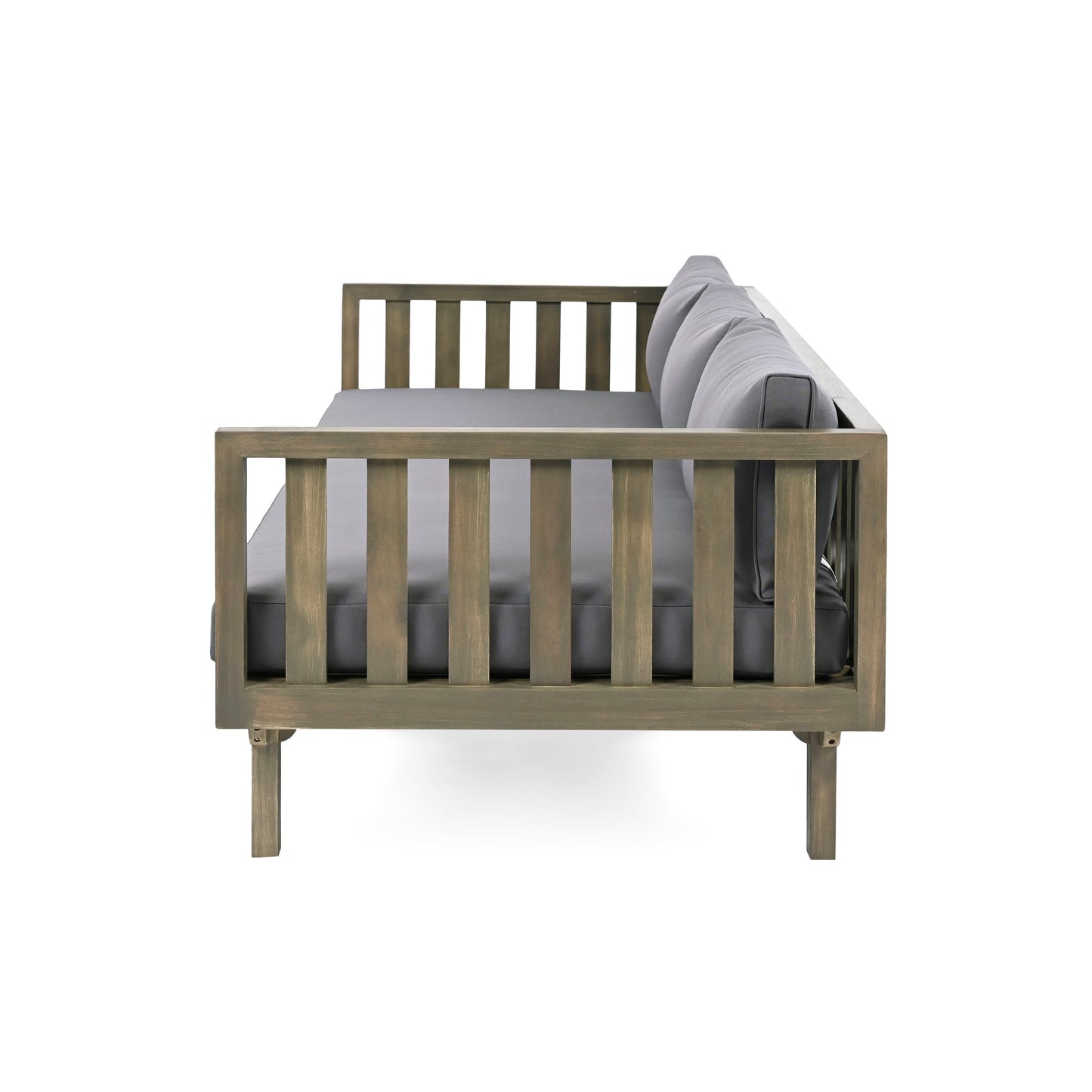 Claremont - 3 Seater Daybed With Slat Paneling And Water Resistant Cushions - Gray