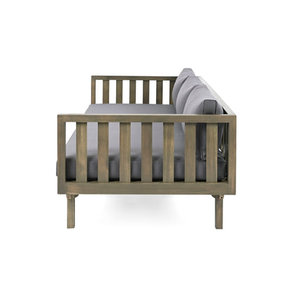 Claremont - 3 Seater Daybed With Slat Paneling And Water Resistant Cushions - Gray
