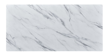 Landon - Coffee Table With Glass Marble Texture Top And Bent Wood Design - White