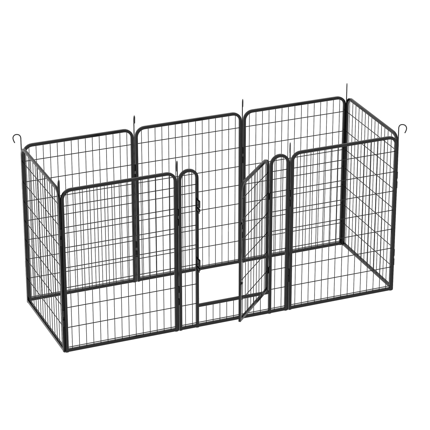 8 Panels Heavy Duty Metal Playpen With Door, Dog Fence Pet Exercise Pen For Outdoor, Indoor - Black