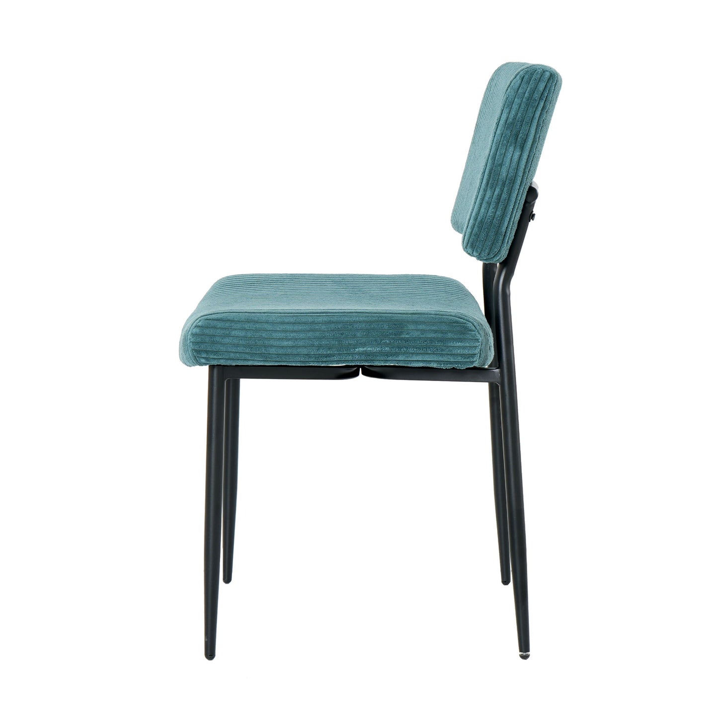 Modern Upholstered Dining Chair Set With Black Metal Legs (Set of 2) - Turquoise