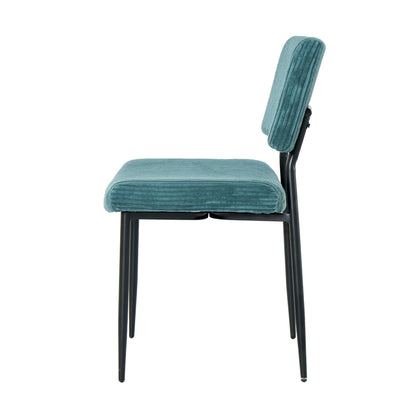 Modern Upholstered Dining Chair Set With Black Metal Legs (Set of 2) - Turquoise