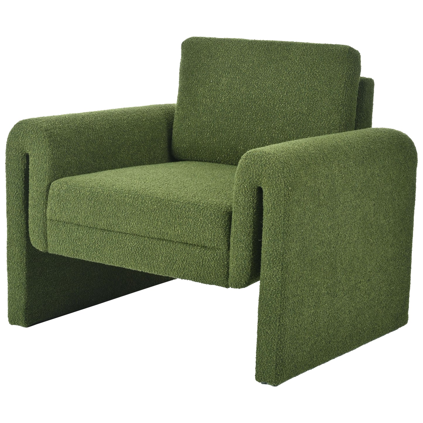 Modern Boucle Upholstered Accent Chair Sturdy Support & Luxurious Comfort Solid, Manufactured Wood - Green