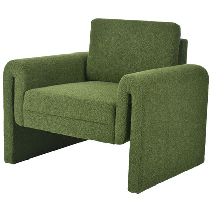 Modern Boucle Upholstered Accent Chair Sturdy Support & Luxurious Comfort Solid, Manufactured Wood - Green