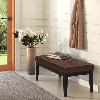 Lacey - Tufted Ottoman Bench - Distressed Chestnut Brown