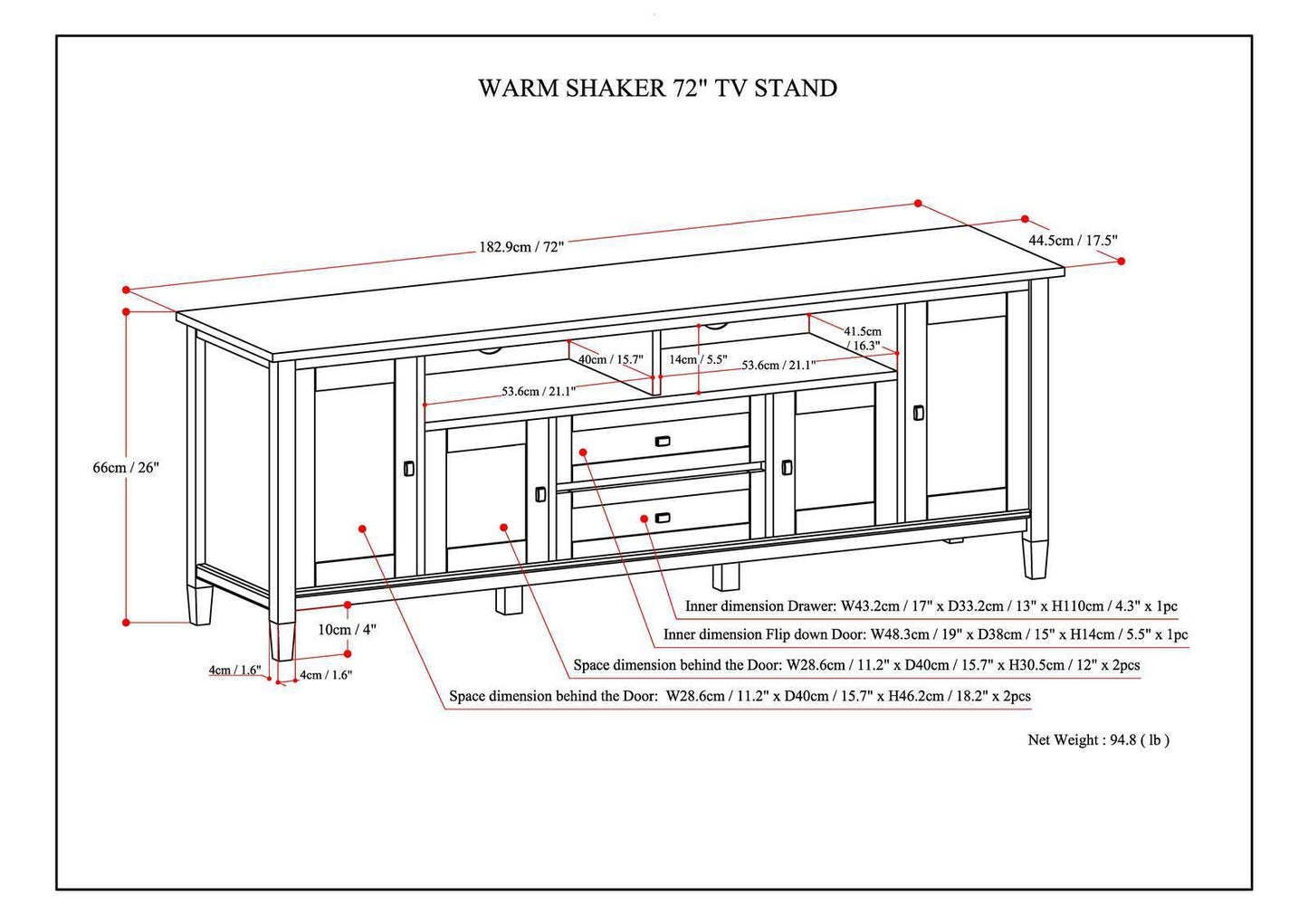 Warm Shaker - TV Media Stand - Black