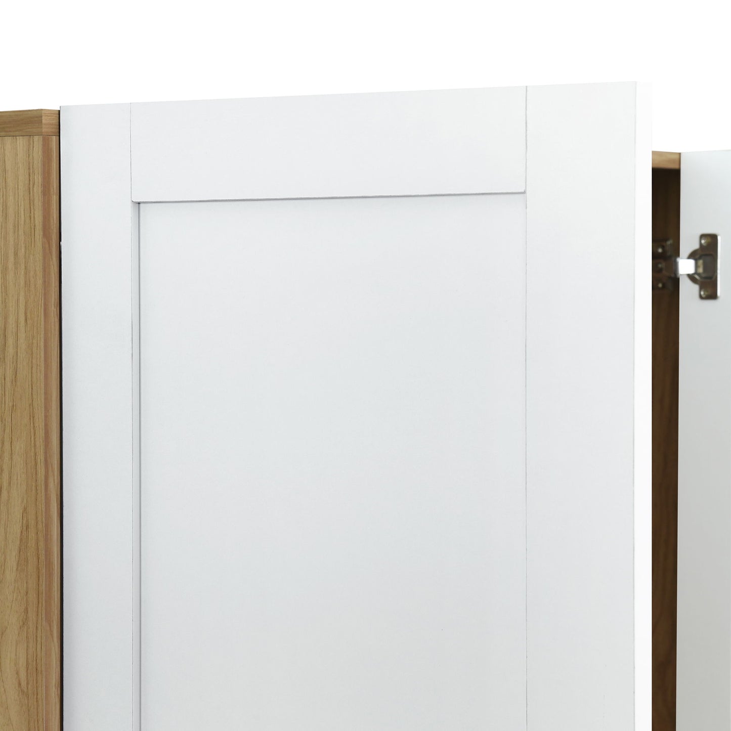 3 Door Storage Wardrobe For Dedroom With Shelves And 2 Drawers, Side Storage Shelves - White