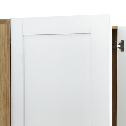 3 Door Storage Wardrobe For Dedroom With Shelves And 2 Drawers, Side Storage Shelves - White