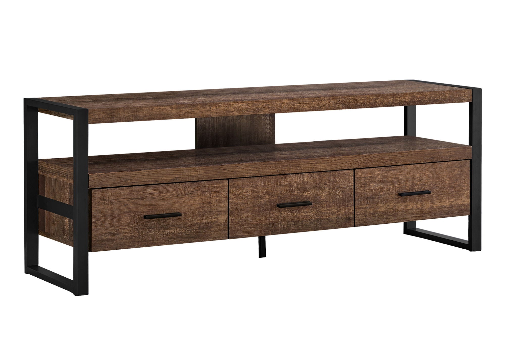 TV Stand, Console, Media Entertainment Center, Storage Drawers, Elegant Design - Brown