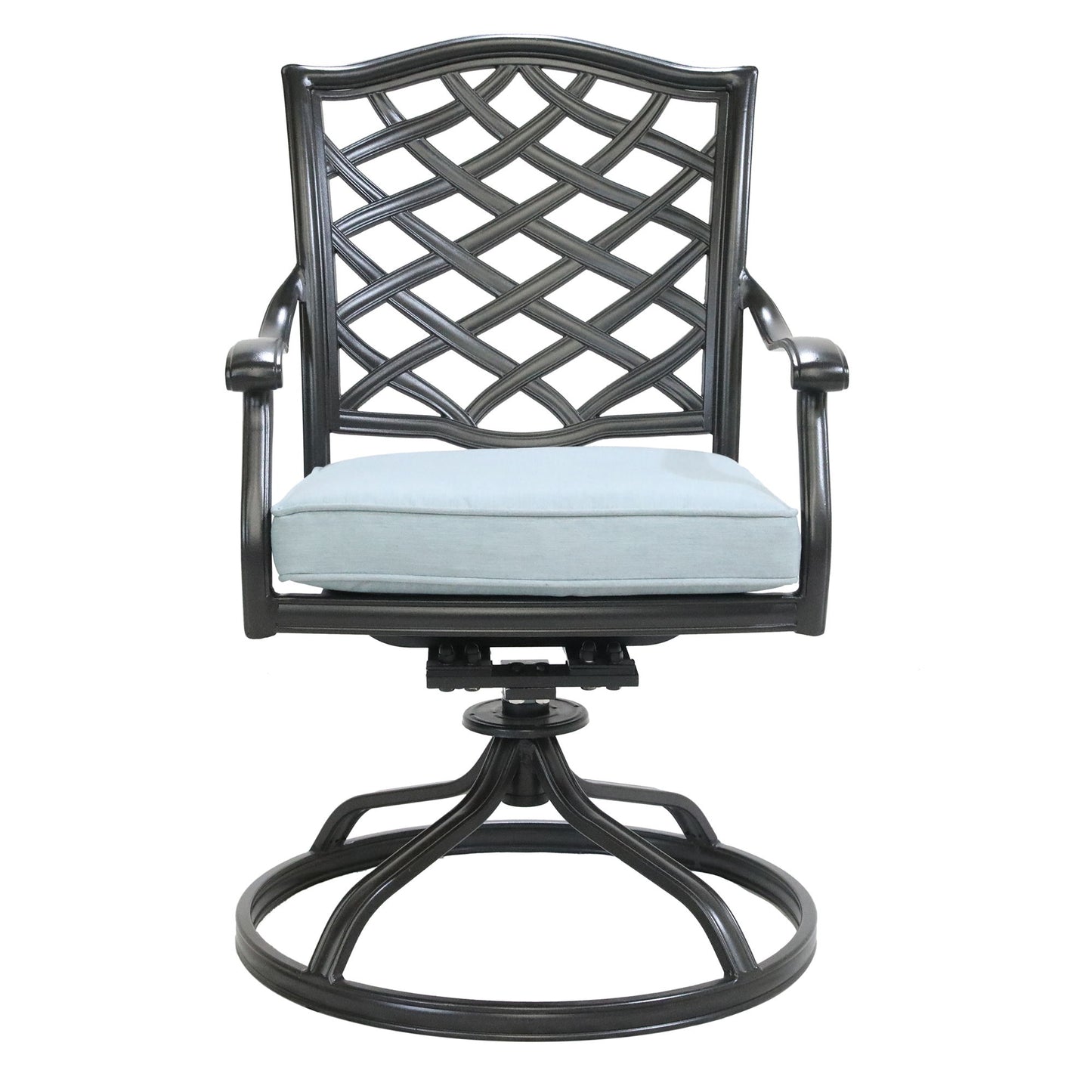 Aluminum 5 Piece Round Dining Set With 4 Swivel Rockers - Light Blue