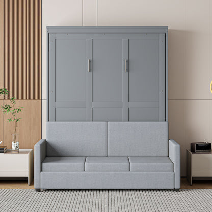 Full Size Murphy Wall Bed With Cushion - Gray