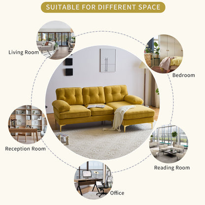 Modern L Shaped Sectional Sofa For Living Room Or Bedroom - Yellow