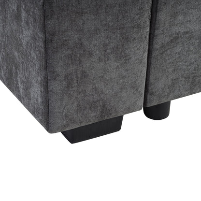 Modern L Shaped Sectional Sofa With Storage Chenille, Upholstered Couch - Gray
