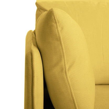 Modern Upholstered Accent Chair With Soft Cushions, Sleek Armrest Design - Yellow