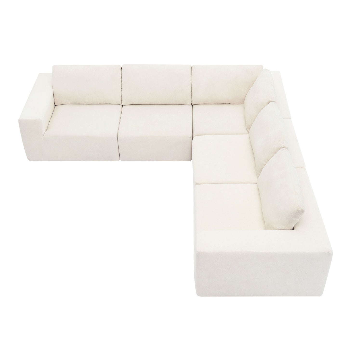 Modular Sectional With Wide Seat Free Combination L Shaped Couch Set Cloud Upholstered Minimalist Boneless Sofa - Beige