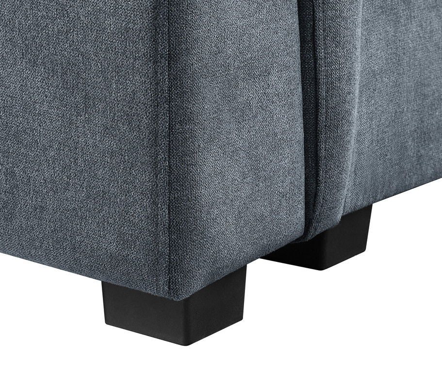 Isla - Woven Fabric 7 Seater Sectional Sofa With Ottoman - Gray