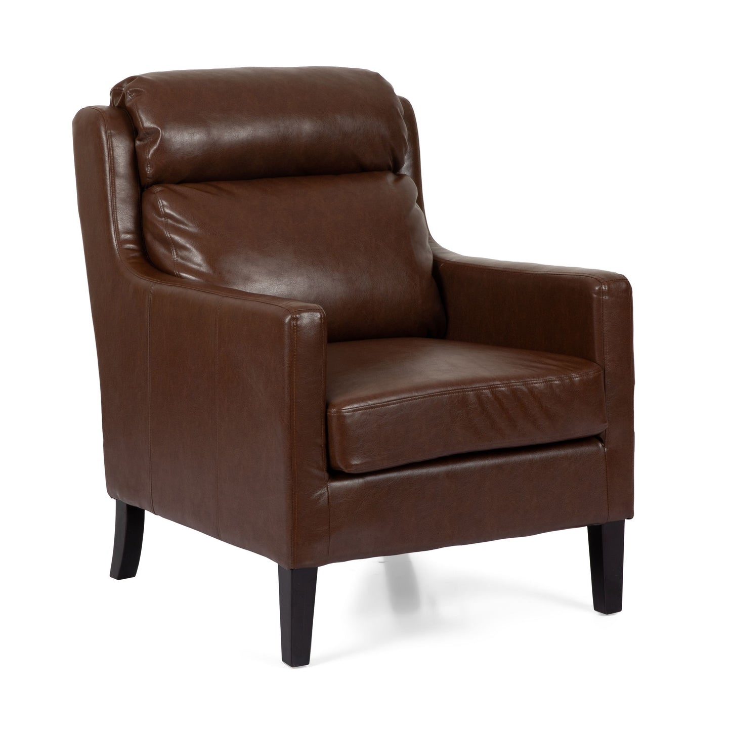 Contemporary Club Chair With Waterfall Back - Dark Brown