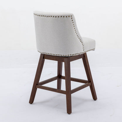 Counter Height Swivel Barstools, Upholstered Bar Stools (Set of 2) - Ivory