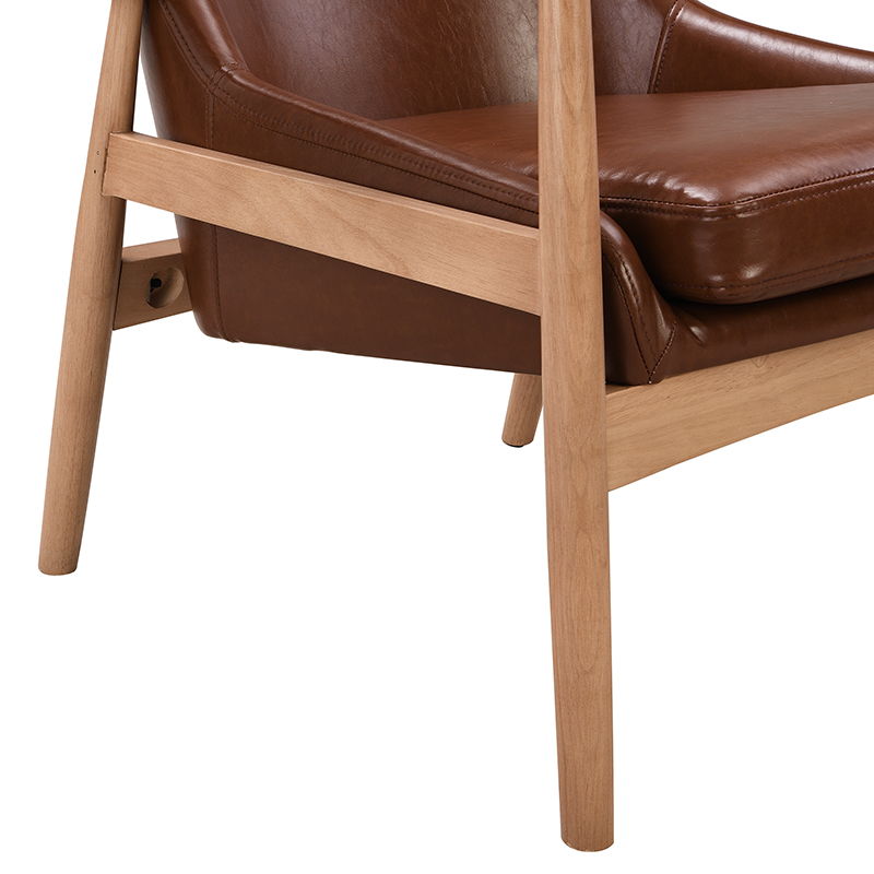 Accent Chair, Mid-Century Modern Armchair With Solid Wood Frame, Reading Leisure Chair With High Back For Living Room - Brown
