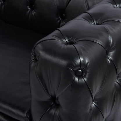 Square Arm Removable Cushion 3 Seater Sofa - Black
