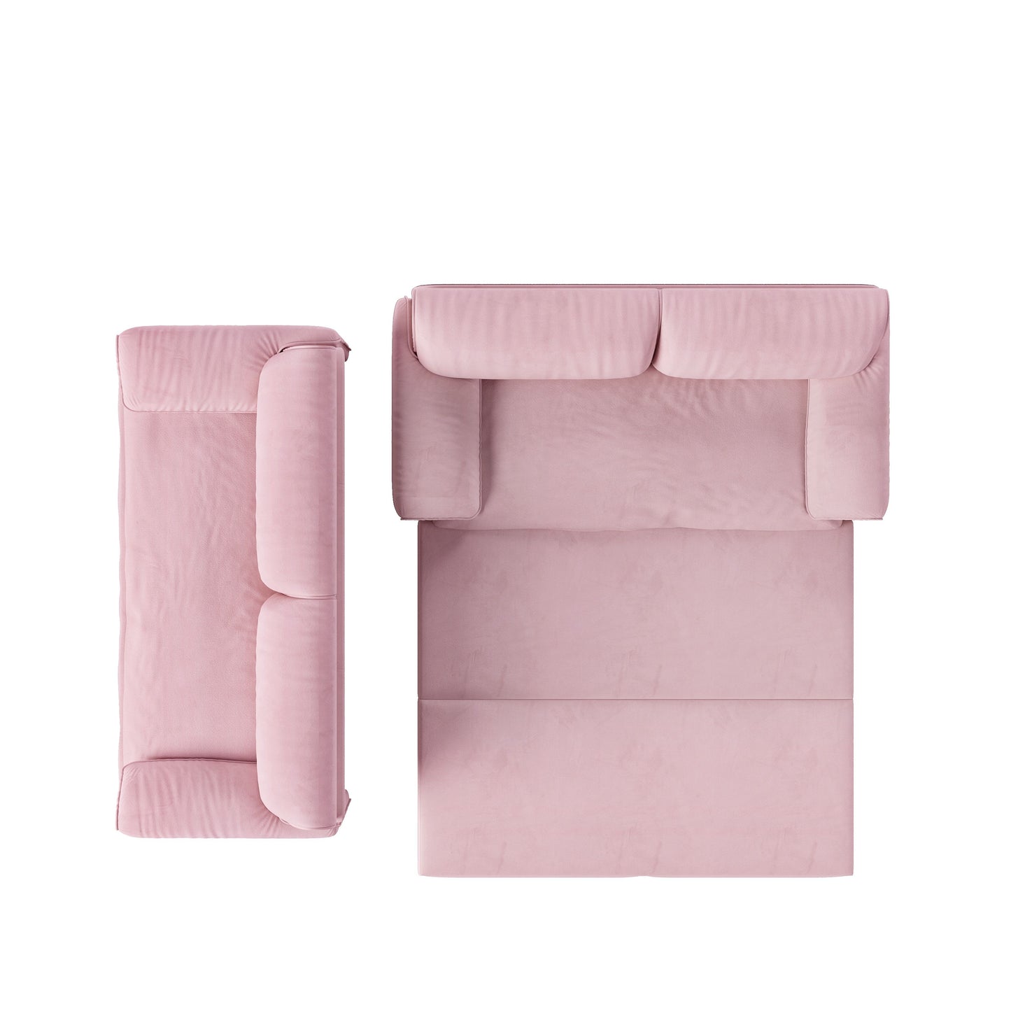 Queen Pull Out Sofa Bed, 3 In 1 Convertible Sleeper Sofa With Side Storage Multifunctional Velvet Loveseat Bed For Living Room - Pink