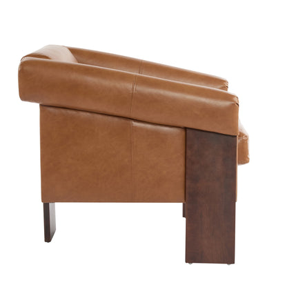 Sierra - Vintage Modern Accent Chair, Deep Cushions & Wide Armrests - Brown