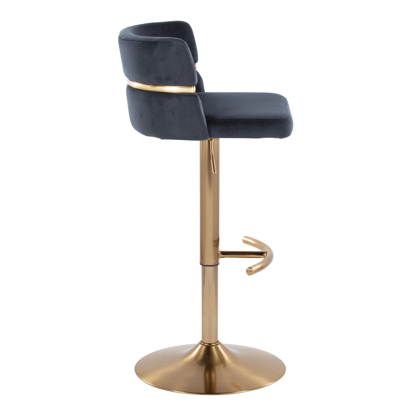 Cinch - Glam / Art Deco Adjustable Barstool With Swivel With Rounded T Footrest (Set of 2) - Gold / Black