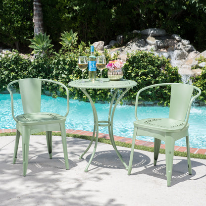 Ambrosia - 3 Piece Bistro Set With Leaf Motifs Top And Seat - Green