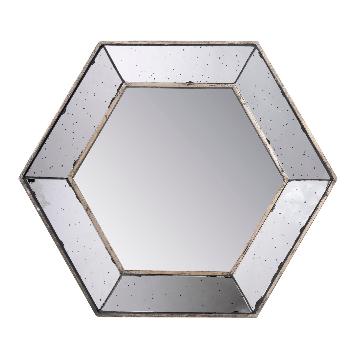 Hexagon Wall Mirror With Traditional, Home Decor Accent Mirror For Living Room, Entryway, Bedroom - Silver