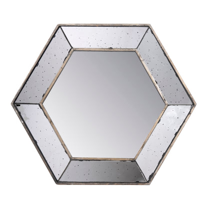 Hexagon Wall Mirror With Traditional, Home Decor Accent Mirror For Living Room, Entryway, Bedroom - Silver