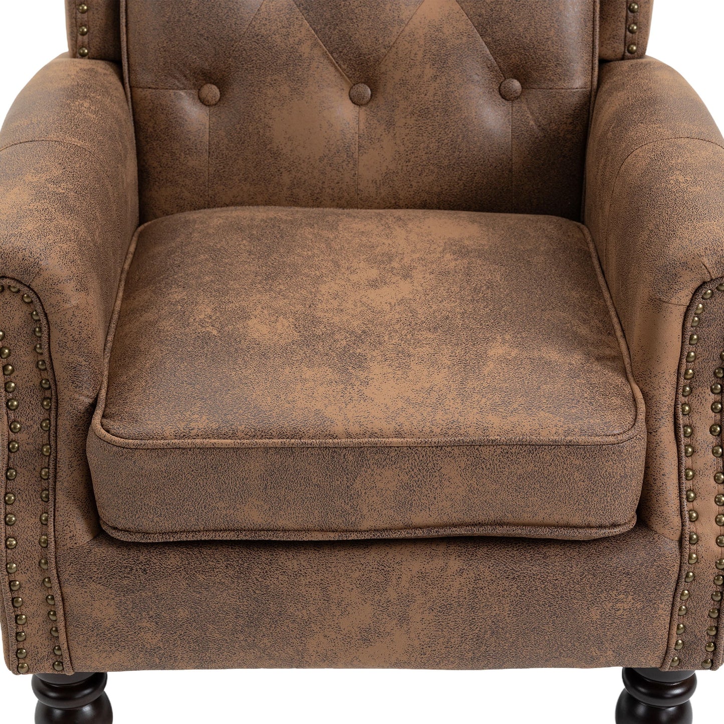 Modern Wood Frame Armchair With Sturdy Wood Legs And Microsuede Upholstery For Living Room
