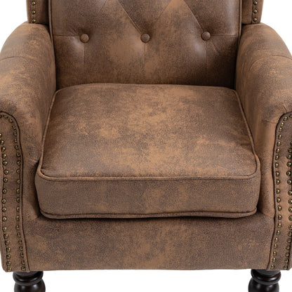 Modern Wood Frame Armchair With Sturdy Wood Legs And Microsuede Upholstery For Living Room