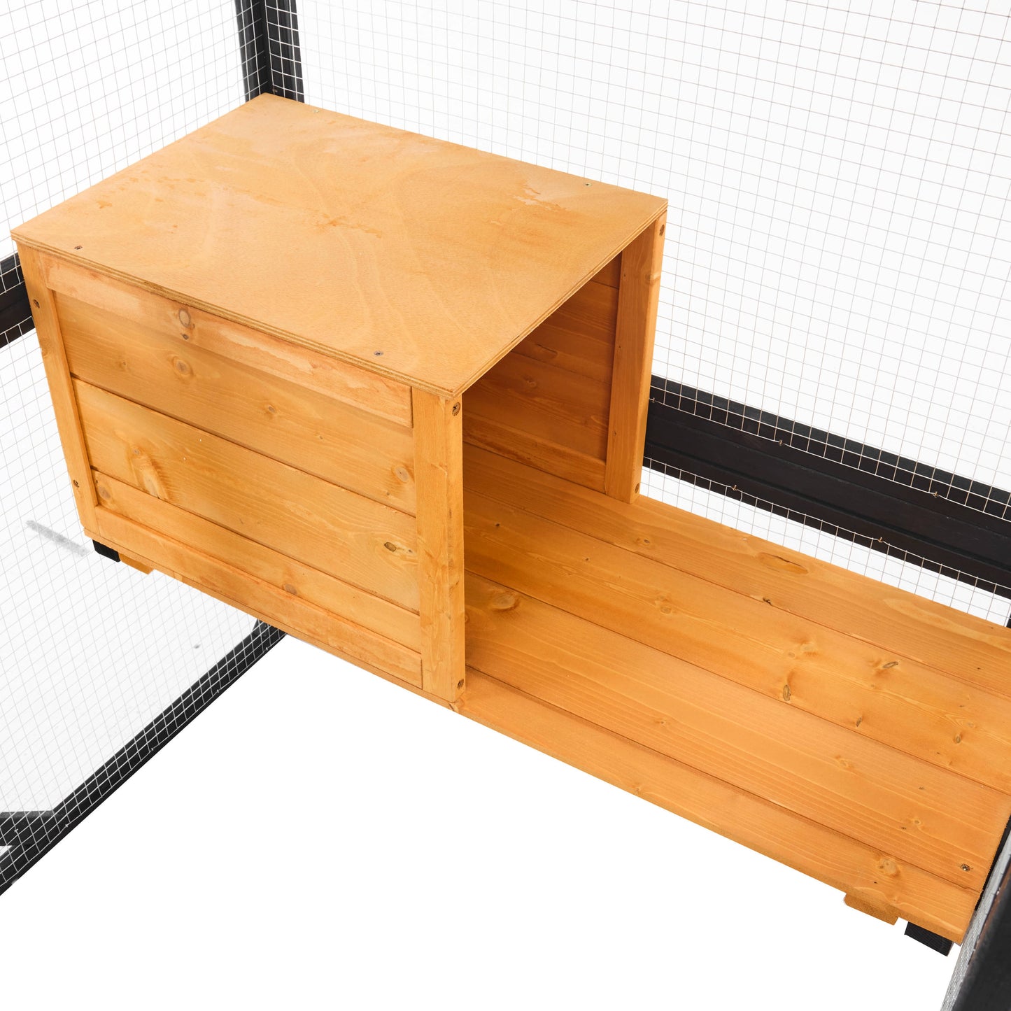 Outdoor Cat House, Diy Cat Enclosure With Double Enter Doors - Black Brown