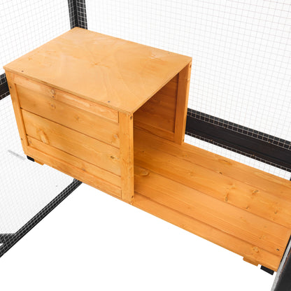 Outdoor Cat House, Diy Cat Enclosure With Double Enter Doors - Black Brown