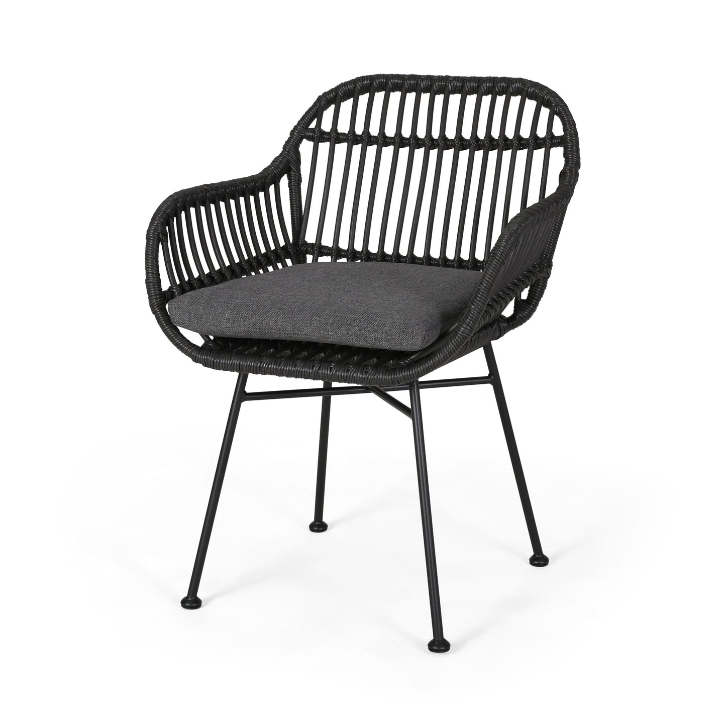 Outdoor Accent Chair With Steel Frame And Water Resistant Cushions (Set of 2) - Gray