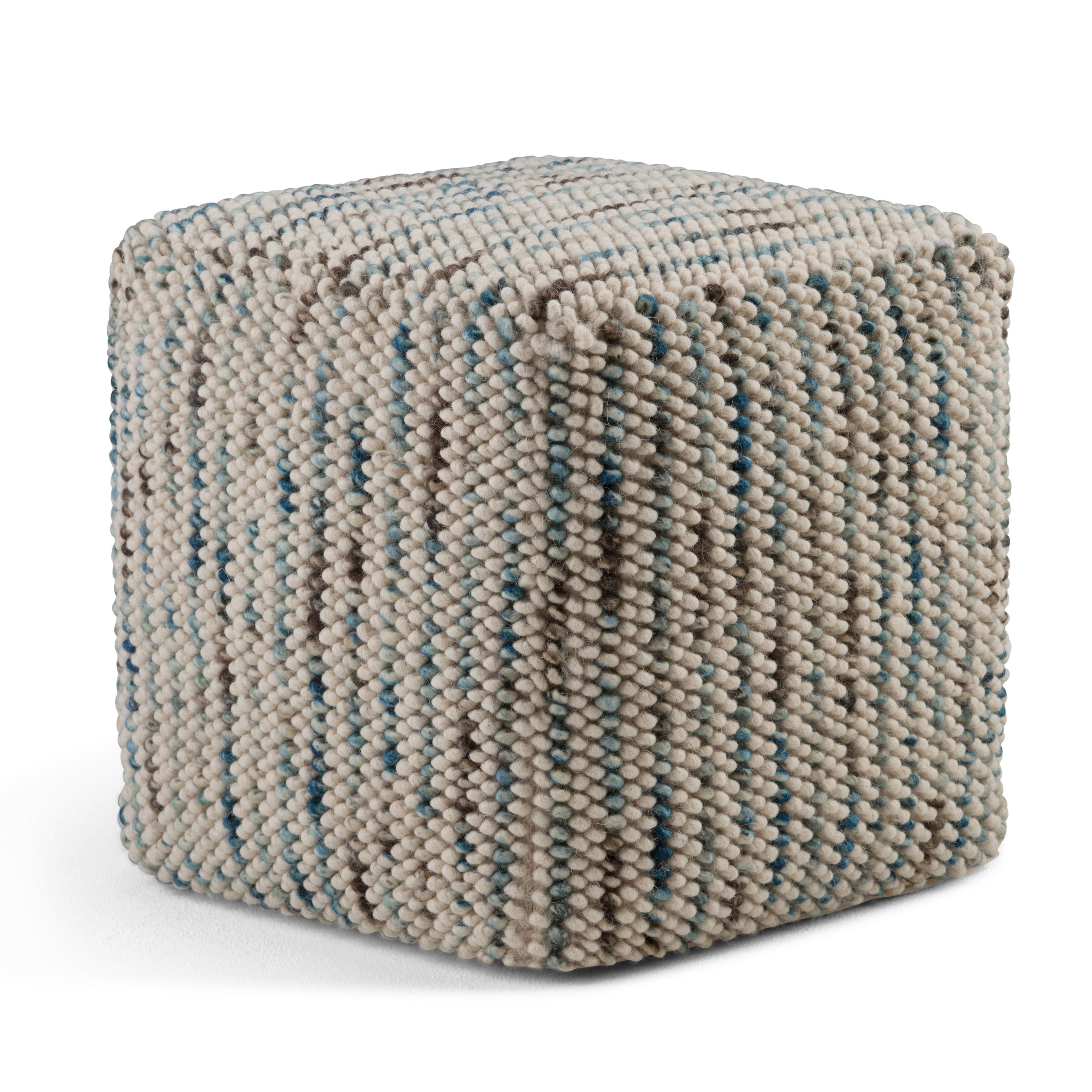 Zoey - Woven Cube Pouf - Silver