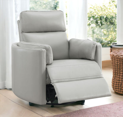 Sagen - Faux Leather Glider Recliner With Swivel - Gray