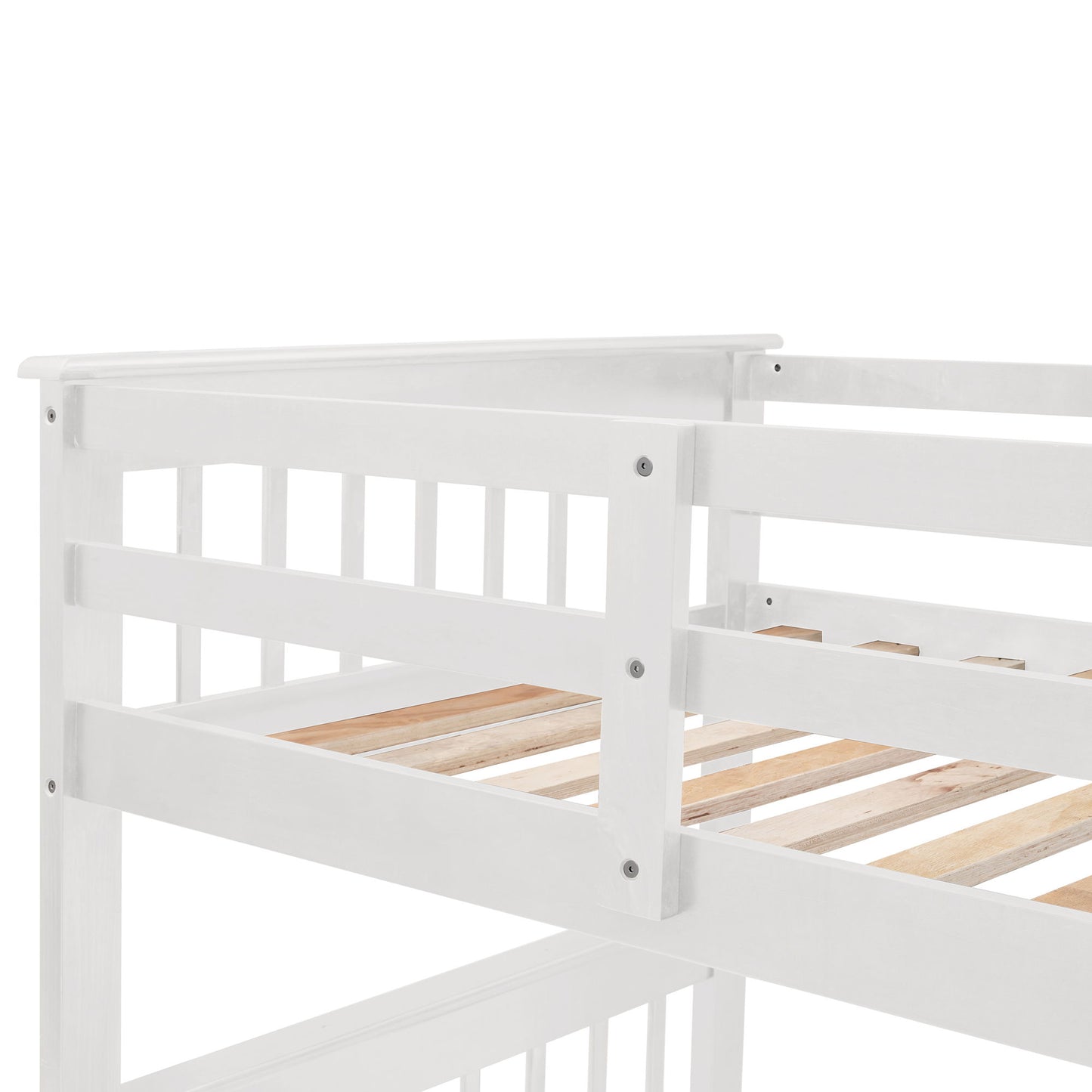 Twin Over Full Stairway Bunk Bed With Drawer, Storage And Guard Rail For Bedroom - White
