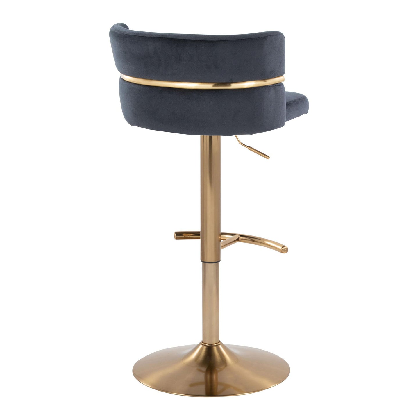 Cinch - Glam / Art Deco Adjustable Barstool With Swivel With Rounded T Footrest (Set of 2) - Gold / Black