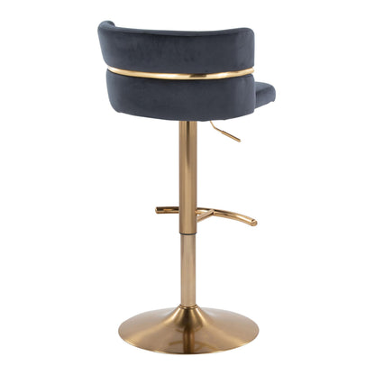 Cinch - Glam / Art Deco Adjustable Barstool With Swivel With Rounded T Footrest (Set of 2) - Gold / Black