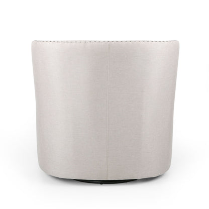 Riverbed - Upholstered Swivel Chair With Nailhead Trim And Sloped Arms - Wheat