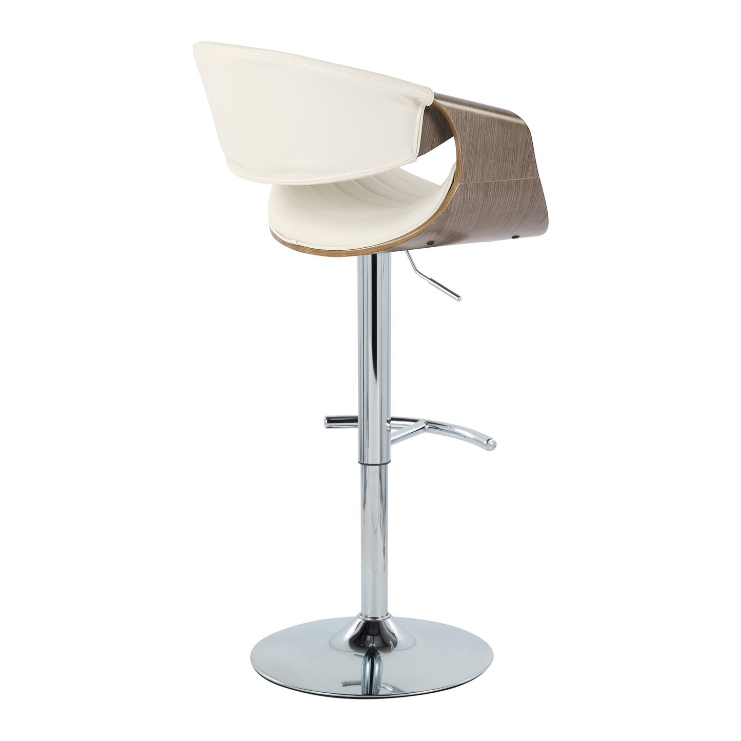 Symphony - Mid-Century Modern Adjustable Barstool With Swivel With Rounded T Footrest (Set of 2) - Chrome / Light Gray / White