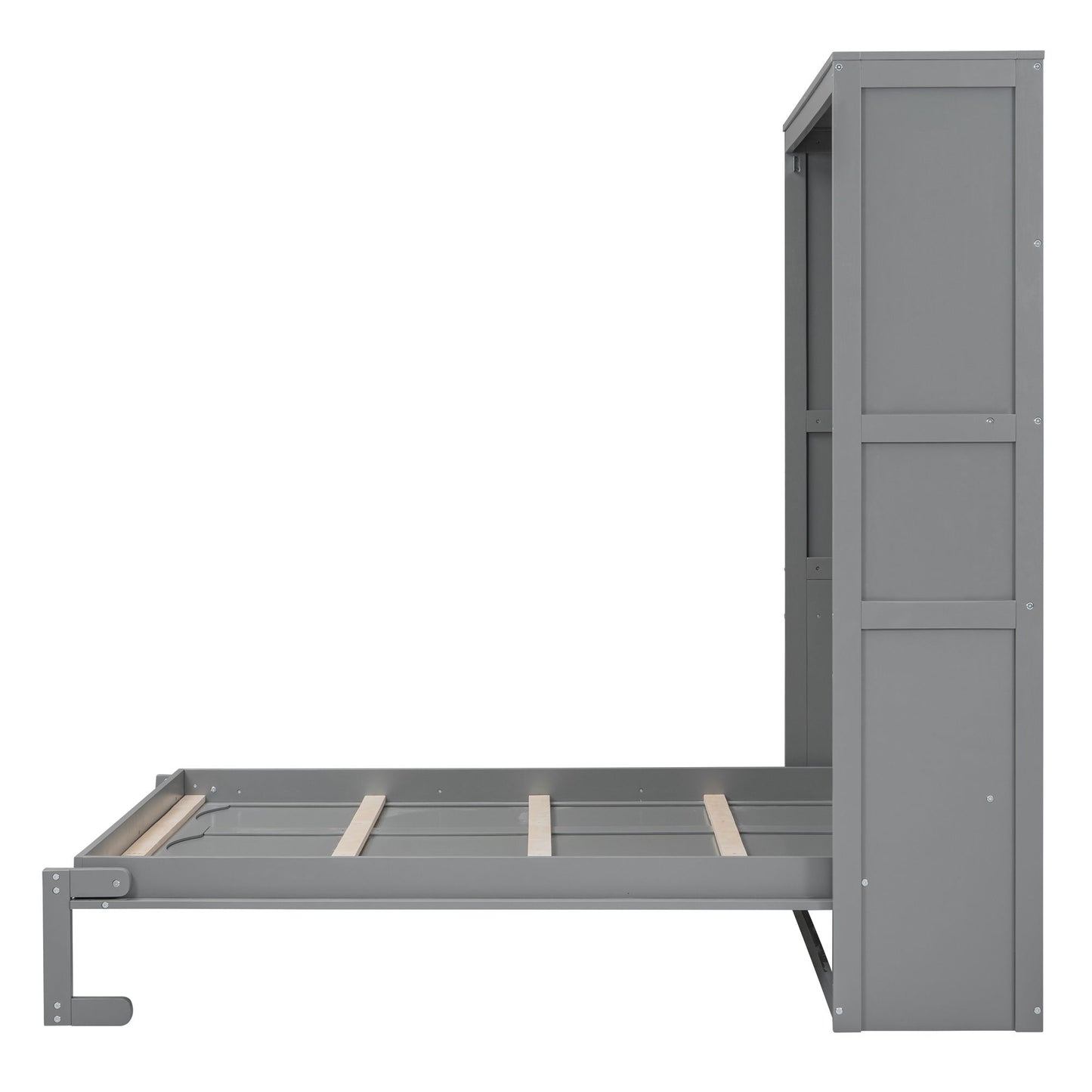 Full Size Murphy Wall Bed & Shelves - Gray