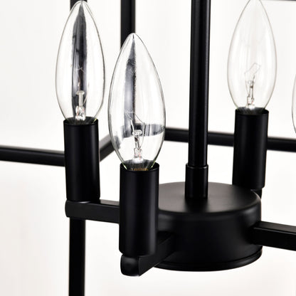 4 Light Metal Lantern Tiered Pendant Hanging Light Fixtures, Industrial Farmhouse Adjustable Height Chandeliers For Dining Room Hallway Foyer Entryway (E12 Bulbs Not Included) - Matte Black