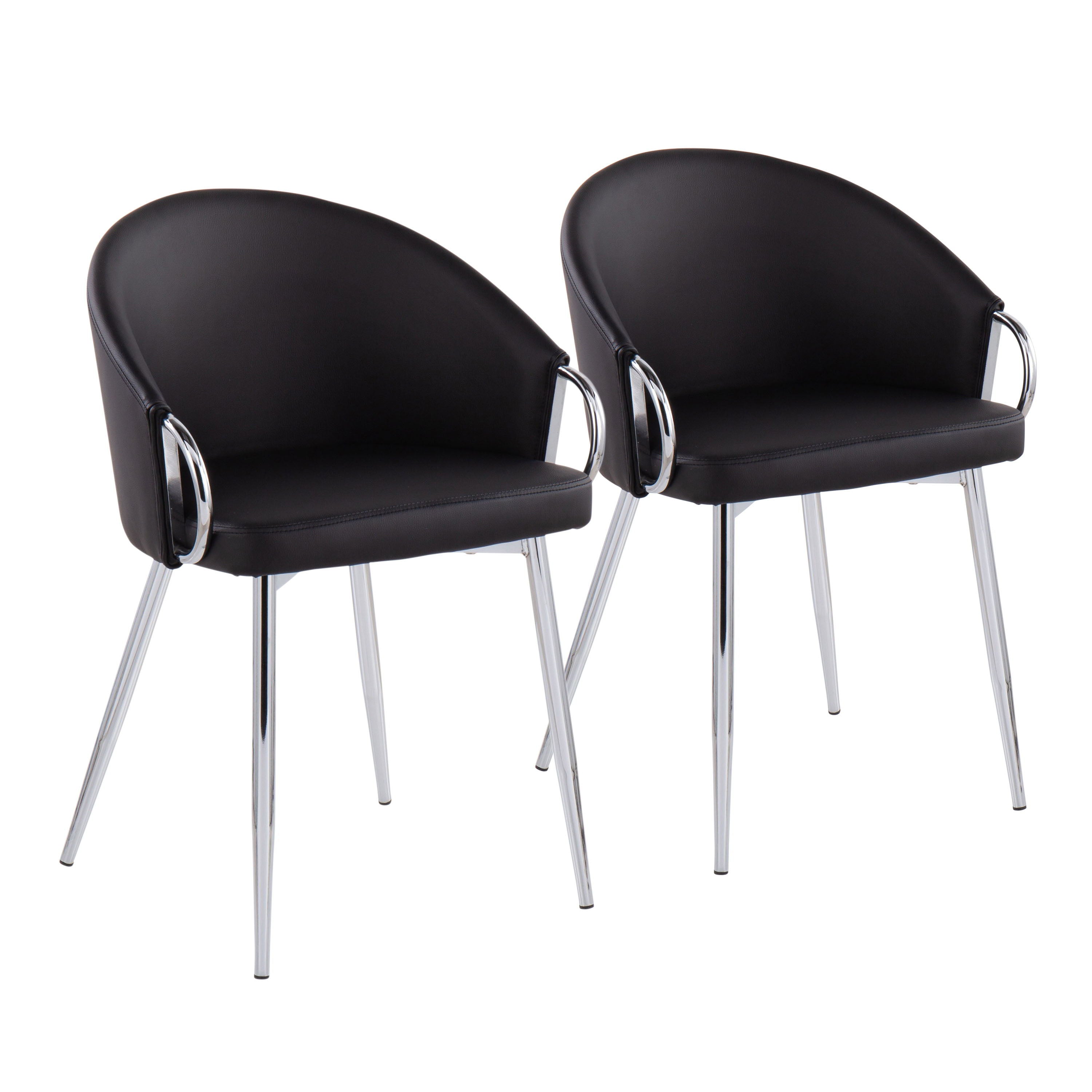 Claire - Contemporary / Glam Chair (Set of 2) - Chrome / Black