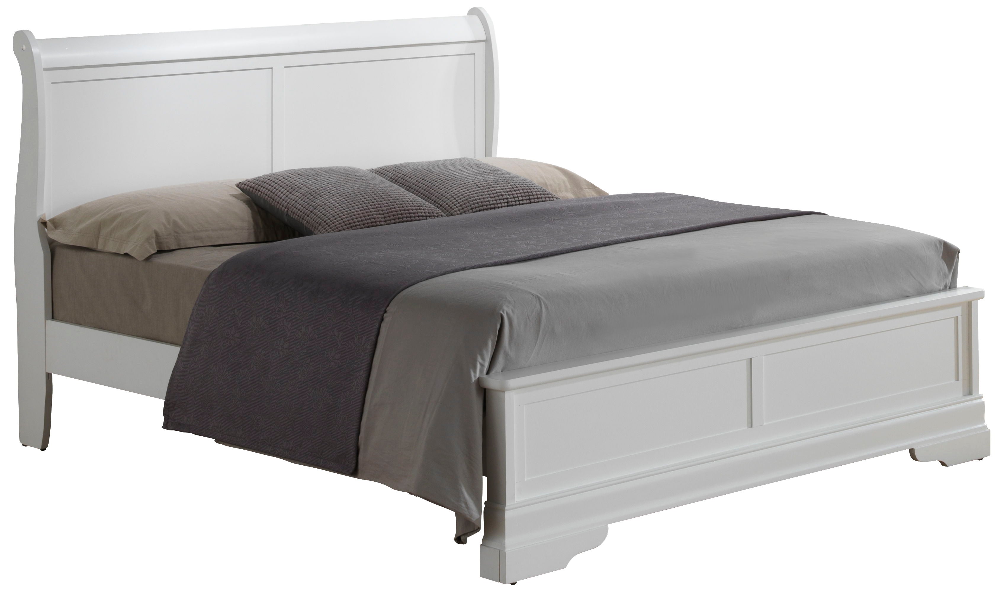 Queen Bed Sleigh Design- White