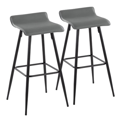 Ale - Contemporary Fixed Height Bar Stool (Set of 2) - Gray / Black