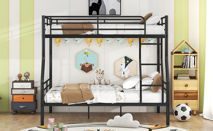 Full Long Over Queen Metal Bunk Bed - Black