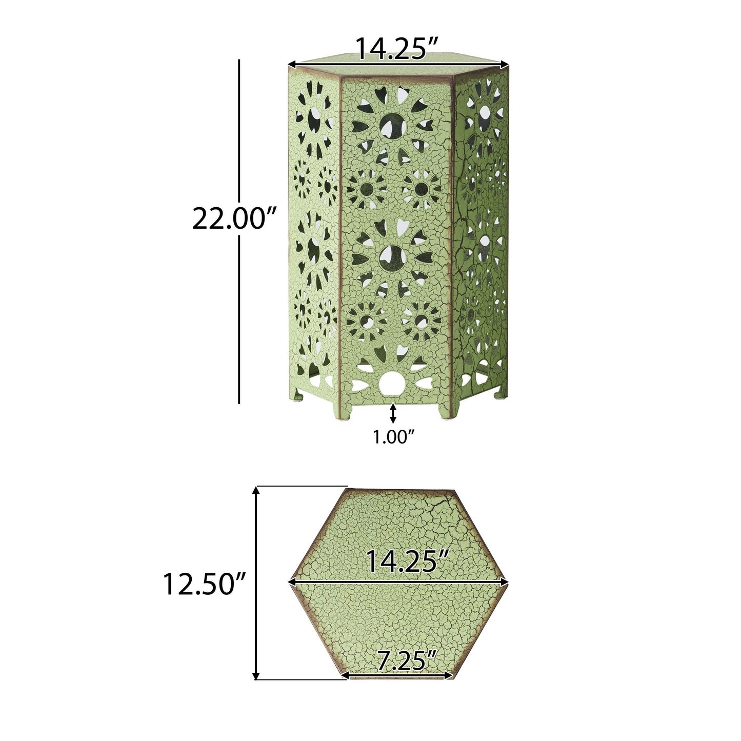 Galore - Side Table With Sunburst Cut Out Design - Green