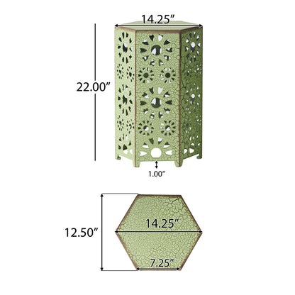 Galore - Side Table With Sunburst Cut Out Design - Green